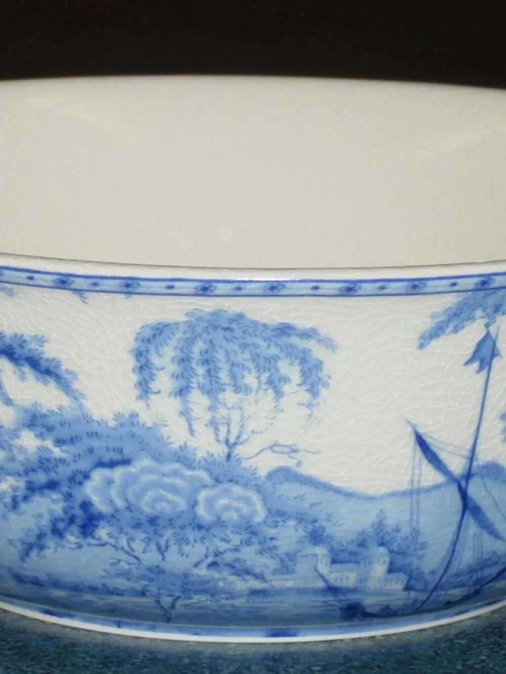Pottery Barn Sophia Willow Serving Bowl Crackle Glaze 9